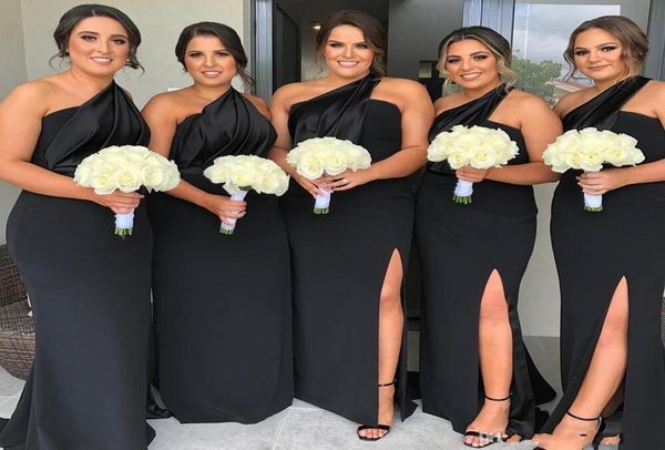 

2023 new black one shoulder bridesmaid dresses side split spring summer countryside garden formal wedding party guest gowns plus s9298150, White;pink