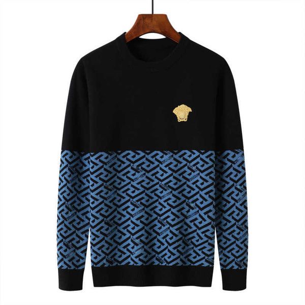 

designer knitted sweater medusa embroidery pullover sweaters cashmere knittedshirt round neck warm sweatshirt, White;black