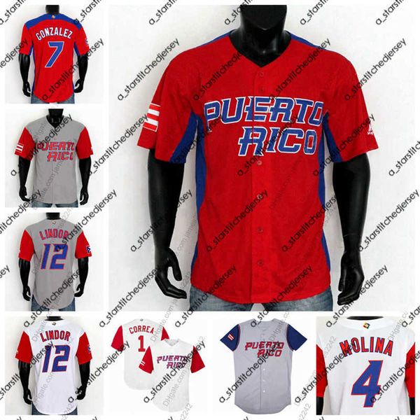 

baseball jerseys puerto rico francisco lindor baseball jersey ivan rodriguez yadier molina carlos correa enrique hernandez javier baez berni, Blue;black