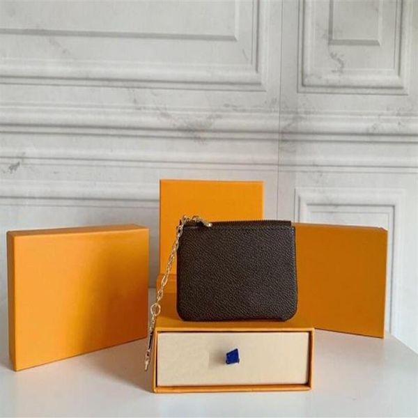 

2022 purse ashion 5 colors key pouch coin purses damier leather holds classical women men holder small zipper wallets268k, Red;black