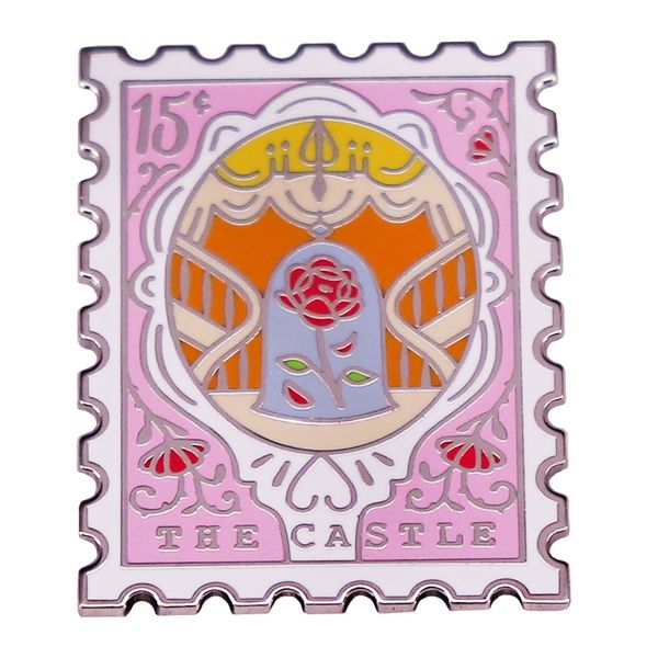 

dream castle rose stamp pink fantasy enamel pin brooch metal badge fashion jewelry souvenir accessory gifts, Blue