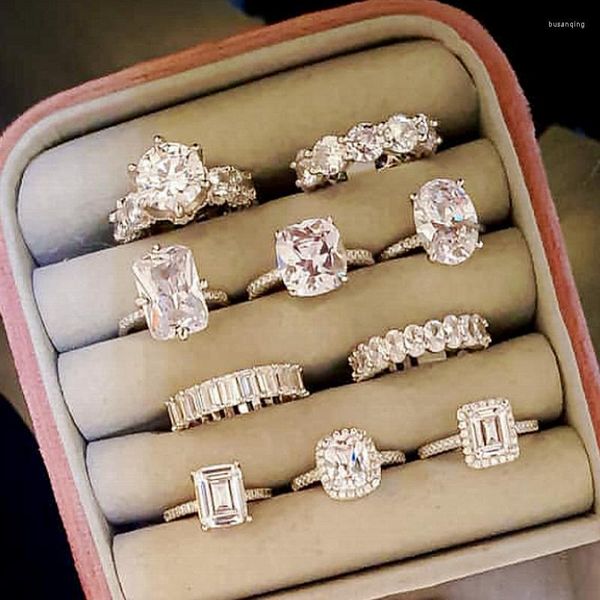 

wedding rings 30style handmade silver color engagement for women ring set band finger promise jewelry bridal personalized, Slivery;golden