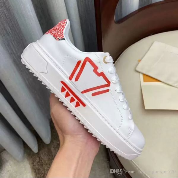 

casual shoes sneaker trainers woman shoe lady sneakers platform men travel leather white lace-up fashion letters thick bottom cowhide shoes, Black