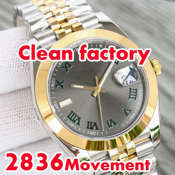 

annie r clean factory 2836 movement men's luxury watch roman digital green dream 41mm luminous lighting watches 904l steel strap 100met, Slivery;brown