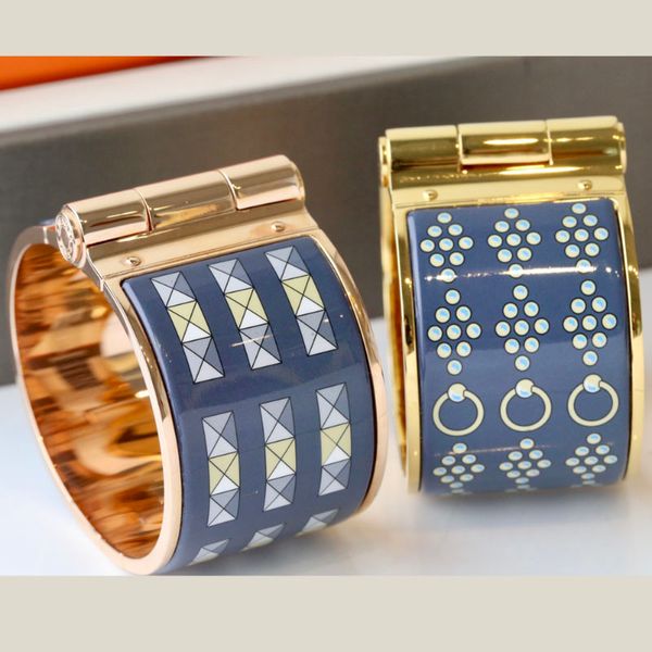 

enamel clic bangle for women charm bracelets 36mm big size snap-fastener blue enamel, Golden;silver