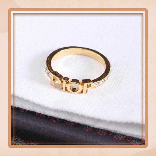 

fashion brand designer gold letter band rings bague for lady women party wedding lovers gift engagement jewelry with box308411, Silver
