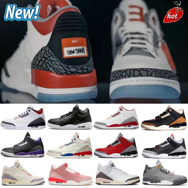 

high amg quality iii 3 men 3s women basketball shoes slim shady muslin oreo white cement black cat cardinal red sports sneakers trainers