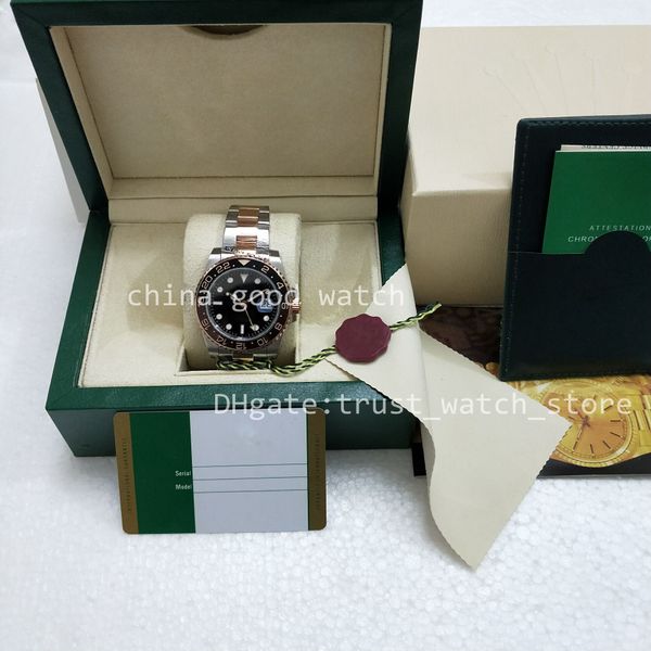 

new style watch of men christmas gift 40mm rose gold black-brown ceramic bezel 2813 movement automatic men's watches waterproof luminou, Slivery;brown
