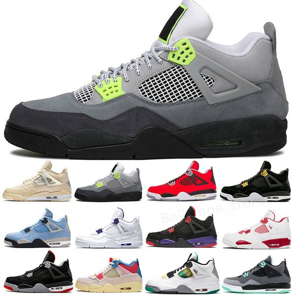 

mens basketball shoes 4 rush violet loyal blue what the cool grey pale citron 4s raptor athletic sports sneakers trainers size 7-13 m04