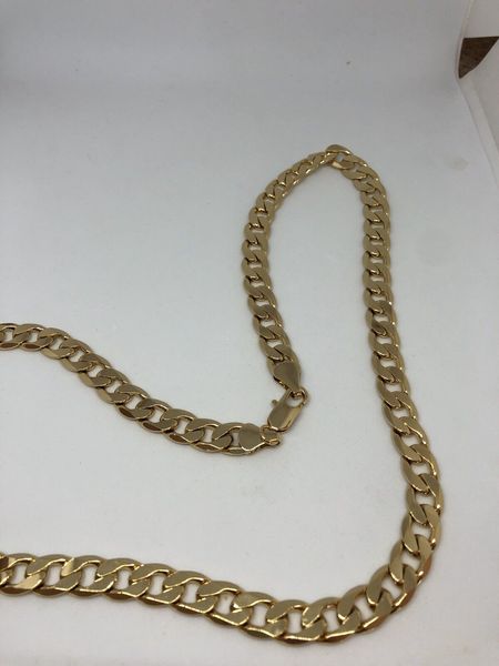 

mens luxury fine gold solid curb cuban necklace links chain 24inch 10mm, Silver