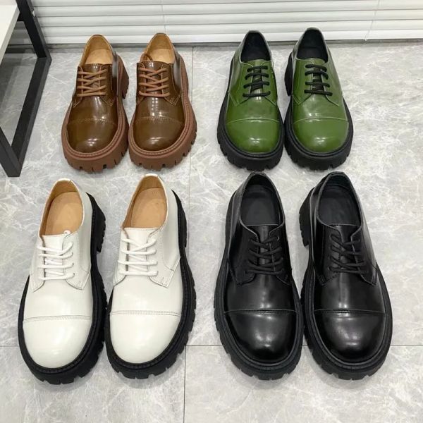 

thick soled casual shoes women travel leather lace-up sneaker 100% cowhide fashion designer platform running trainers letters gym sneakers s, Black