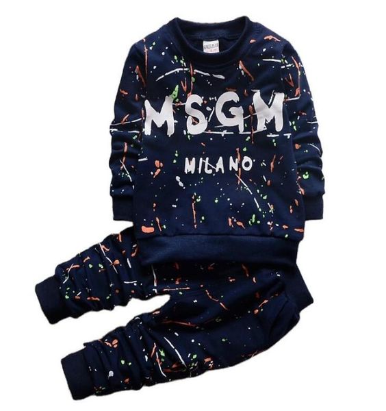 

children039s clothing sets boys designer clothes twopiece girl long sleeve trousers sweatshirt set letter print casual fashion4164049, White