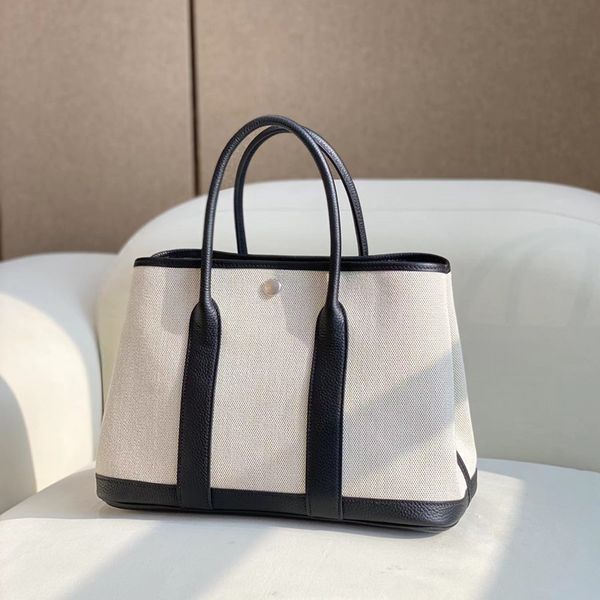 

10a new leather women's bag handbag luxury designer shoulder canvas stitching large capacity icare shopping tote classic fashion retro