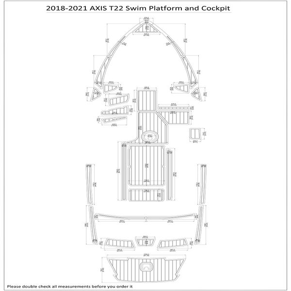 

2018-2021 axis t22 swim platform cockpit boat eva faux foam teak deck floor pad