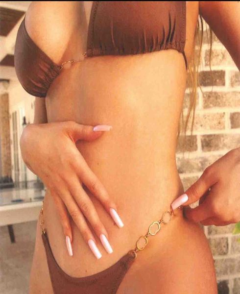 

full letter designer swimsuits metal chain bikini set women swimwear outdoor beach split swimming bandage swimsuit6723701