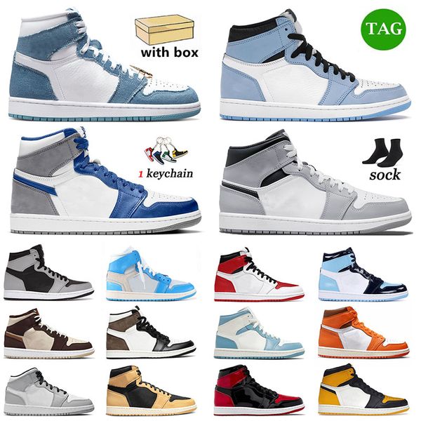 

jumpman 1 university blue basketball shoes men women 1s denim light smoke grey cream dark chocolate heritage shadow 2 unc offfwhite blue tra
