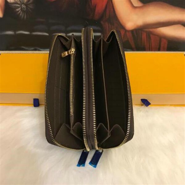 

fashion 4 style designer credit card holder classic leather double zipper purse folded notes and receipts bag long wa2703, Red;black