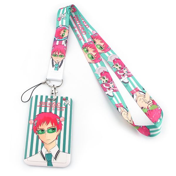 

credential holder cute anime lanyard credit card id holder bag student women travel card cover badge keychain key ring holder, Silver