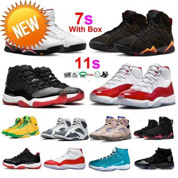 

new cardinal 7s basketball shoes cherry 11s bred citrus 7 with box men women flint sapphire concord georgetown midnight navy pure violet, Black