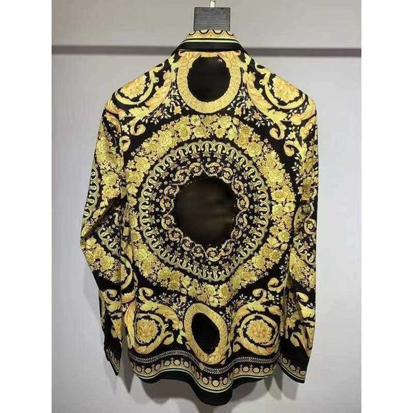 

medusa casual silk shirt men long sleeve tshirt fashion hawaii print cardigan coat fd designer shirt mens thin jacket splicing shirts 22 col, White;black