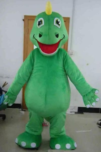 

plush fur suit green dino dinosaur mascot costume for to wear, Red;yellow