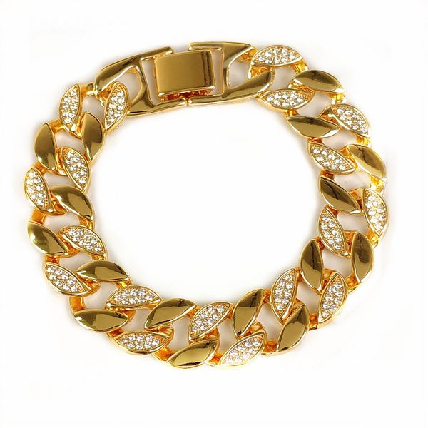 

hip-hop rhinestones cuban link bracelet designer jewellery for women channel clovers woman love bangle ice out custom luxury diamond jewelry, Golden;silver