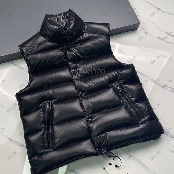 

men fashion vests puffer jacket womens winter down coat designer hooded matte vest parka jackets man casual zipper outerwear classic 75ay, Black