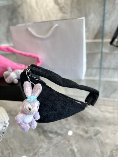 

fashion luxury designers inclined shoulder bag single shoulder 2022 winter handbag purse black white pink fluffy triangle