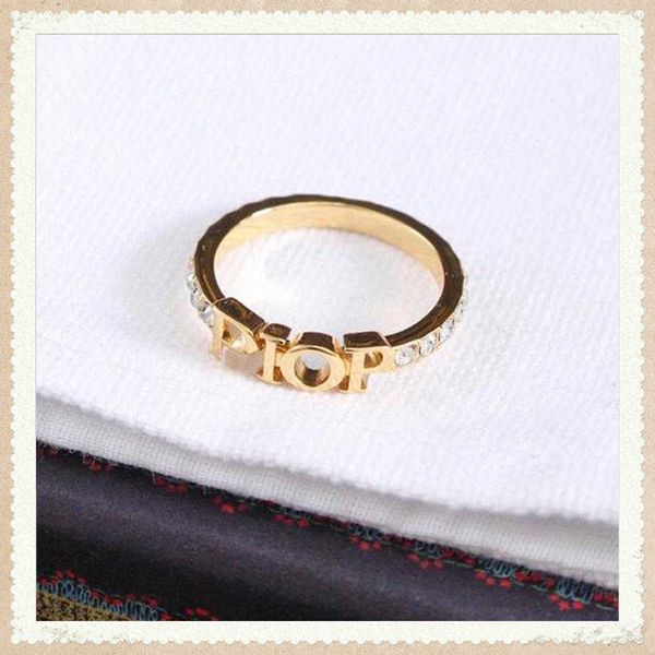 

fashion brand designer gold letter band rings bague for lady women party wedding lovers gift engagement jewelry with box30841, Silver