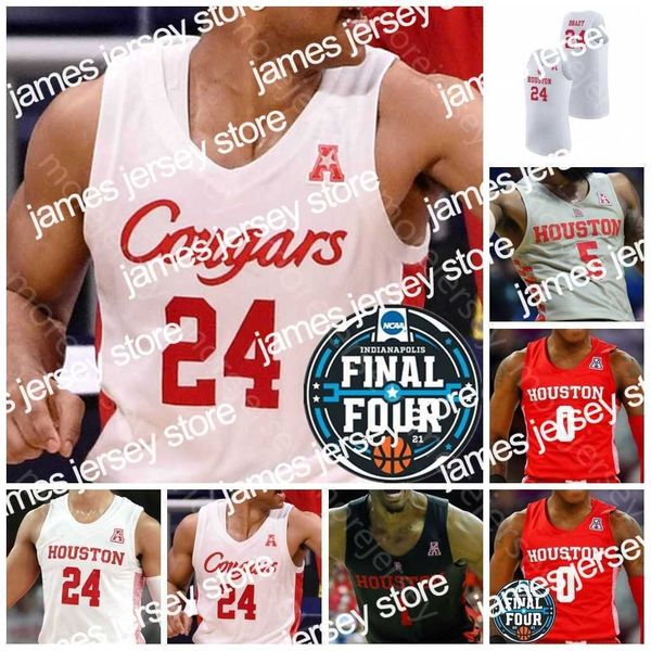 

basketball jerseys basketball jerseys 2021 final four 4 cougars basketball jersey ncaa college caleb mills white jr. j'wan roberts regg, Black;red