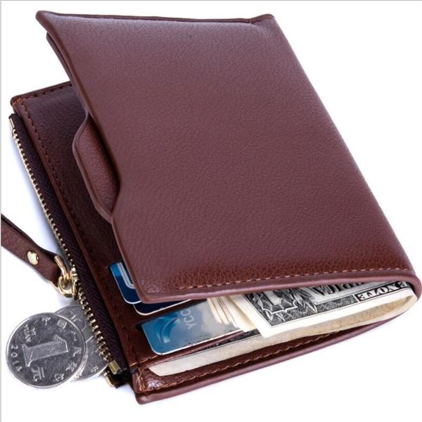 

2021 new baborry leather rfid wallet short slim male luxury business purses money clip credit card dollar portomonee carte270e, Red;black