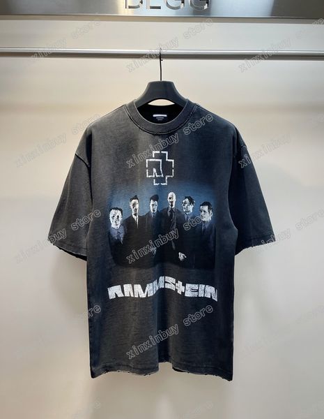 

xinxinbuy men designer destroyed tee t shirt paris stripe letters embroidery short sleeve cotton women gray white black apricot xs-l, Black;brown