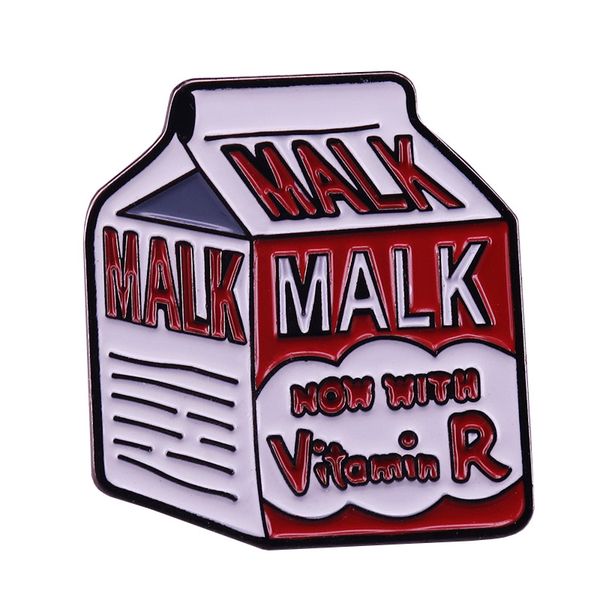 

malk carton now with vitamin r enamel pin cartoon hardcore fans fun accessory, Blue