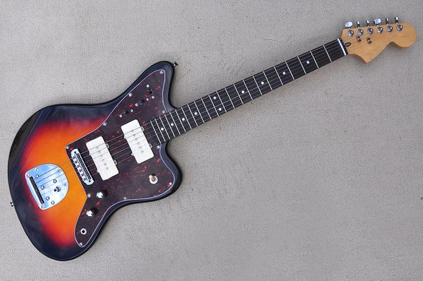 

factory custom tobacco sunburst electric guitar with p90 pickups red tortoise pickguard rosewood fretboard can be customized