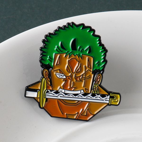 

japanese anime one piece brooch king of sailing solon metal badge cartoon pin, Blue