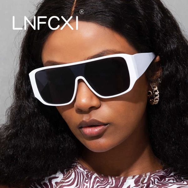 

lnfcxi oversized sunglasses men flat square sun glasses for women female vintage mirror ladies shades uv400 1219, White;black