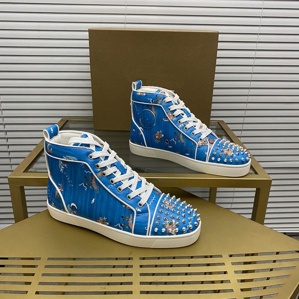 

mens stylish studded shoes handcrafted real leather designer rock style pair red soles shoes luxury fashion womens diamond-encrusted casual, Red;white