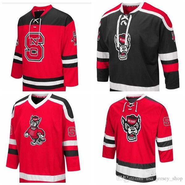 

ncaa mens nc state wolfpack black mr. plow wolfhead hockey jersey college wear embroidery stitched customized any name any number, Black;red