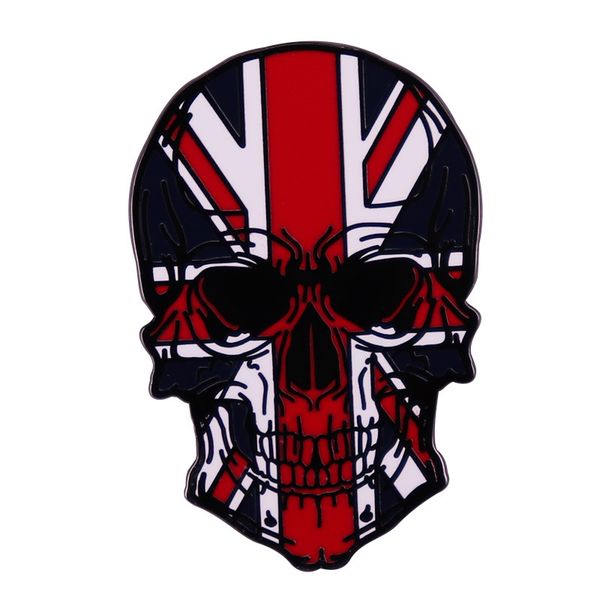 

the union jack skull brooch personality mix badge knapsack hat ornament metal pins, Blue