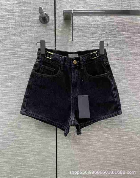 

women's jeans designer summer versatile classic letter hardware buckle decoration denim shorts female 3e7u, Blue