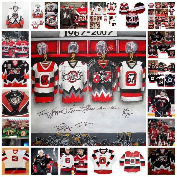 

custom ohl ottawa 67's stitched hockey jersey 16 tyler toffoli 83 matt foy 30 danny battochio 23 marco rossi 84 corey locke 9 austen ke, Black;red