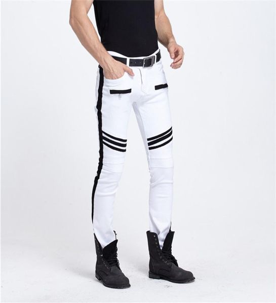 

men clothes 2018 white jeans men slim pants plus size hip hop mens european designer biker pencil pants7233882, Blue