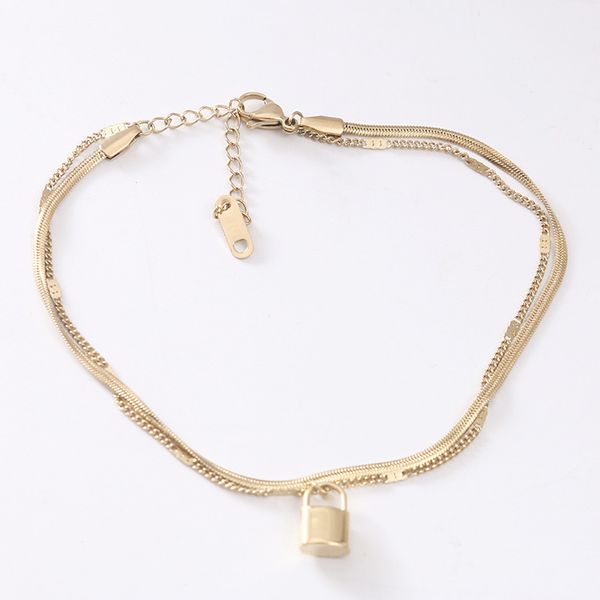 

jewelry designer necklace for women luxury men gold chain fashion stainless steel gold double laye snake bone chains lock pendant necklaces, Silver