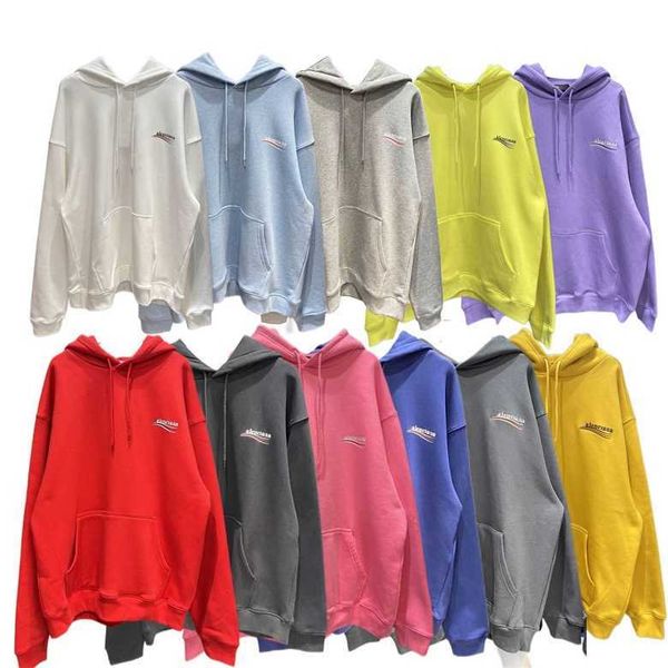 

quality baleencigass high hoodies letter family version paris waves coke slogan loose lovers male, Black