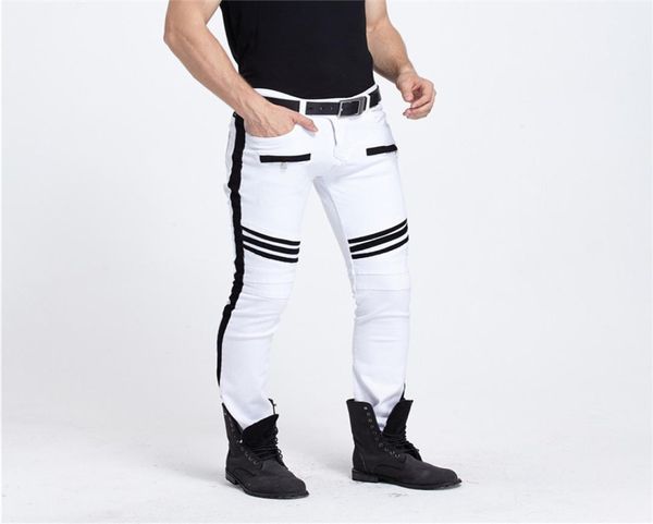 

men clothes 2018 white jeans men slim pants plus size hip hop mens european designer biker pencil pants8196980, Blue