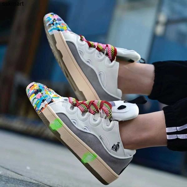 

dress shoes designer branded painted splash lanvins paint fashion bread low men's women's casual cricket shoes, Black