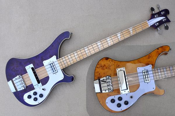 

factory custom 4 string electric bass guitar with neck thru body burl maple veneer rosewood fingerboard chrome hardwares offer customized