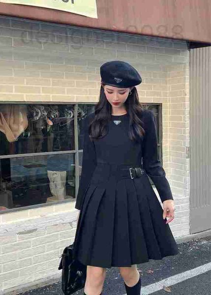 

work dresses designer pd autumn and winter new black round neck metal inverted triangle president pleated waist temperament women's 684, White;black