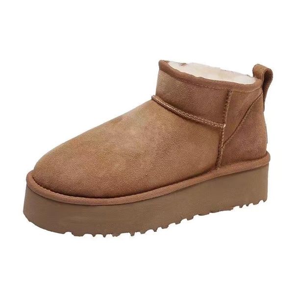 

u original edition winter short boots fur ladies snow boots real sheepskin wool low-cut warm shoes man and women, Black
