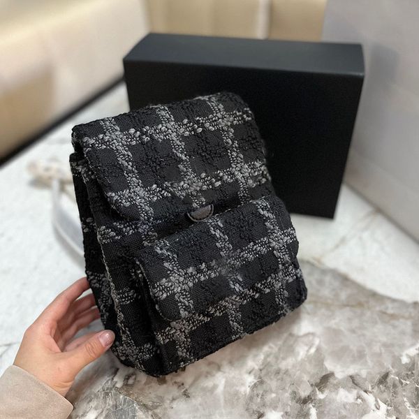 

women tweed classic flap backpack bag vertical diamond lattice quilted luxury shoulder bag multi pochettes trend portable clutch key pouch s